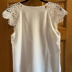 White Embroidered-Shoulder Short Sleeve!